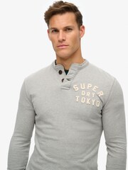 Superdry Grey Grandad Vintage Athletic Long Sleeve 100% Cotton T-Shirt - Image 3 of 6