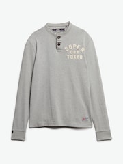 Superdry Grey Grandad Vintage Athletic Long Sleeve 100% Cotton T-Shirt - Image 4 of 6
