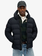 Superdry Eclipse Navy Hooded Sports Water-Repellent Puffer Coat Jacket - Image 1 of 5