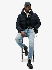 Superdry Eclipse Navy Hooded Sports Water-Repellent Puffer Coat Jacket - Image 2 of 5