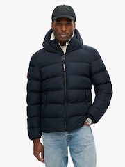 Superdry Eclipse Navy Hooded Sports Water-Repellent Puffer Coat Jacket - Image 3 of 5