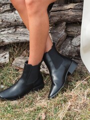 Novo Black Wide Fit Daishiro Flat Ankle Chelsea Boots - Image 1 of 4