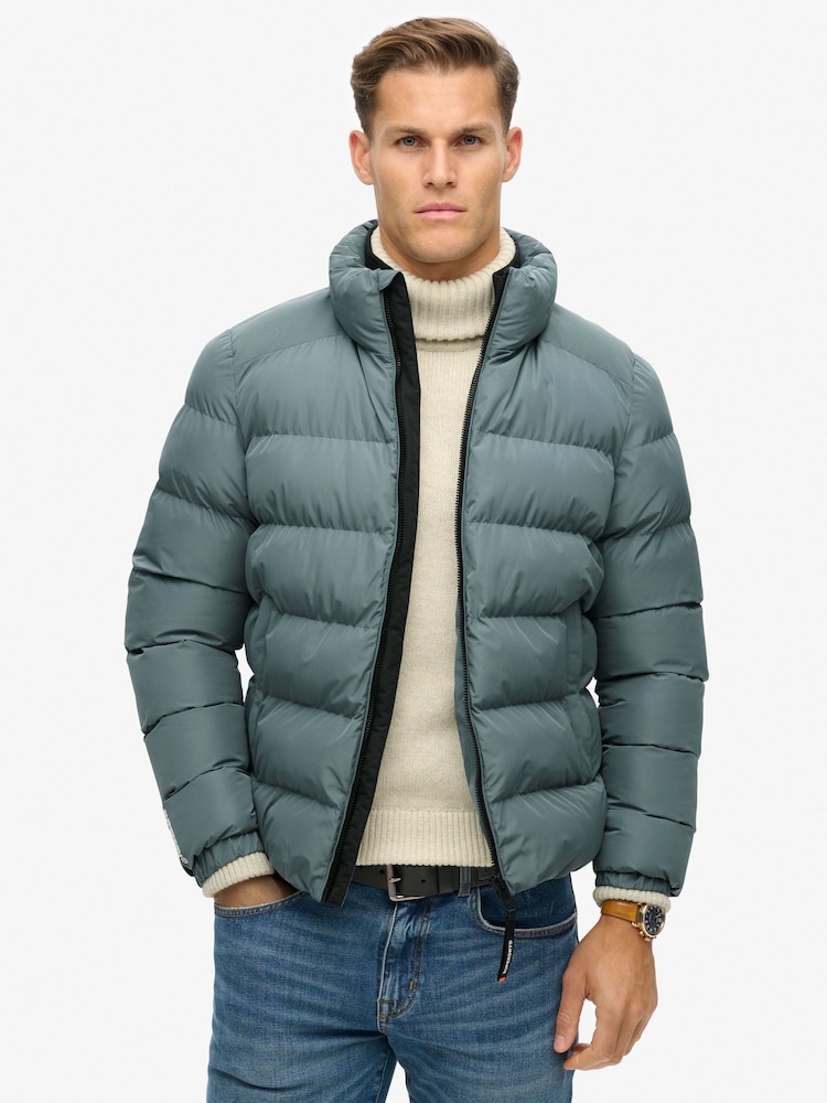 Superdry Blue Sports Puffer Jacket - Image 1 of 6
