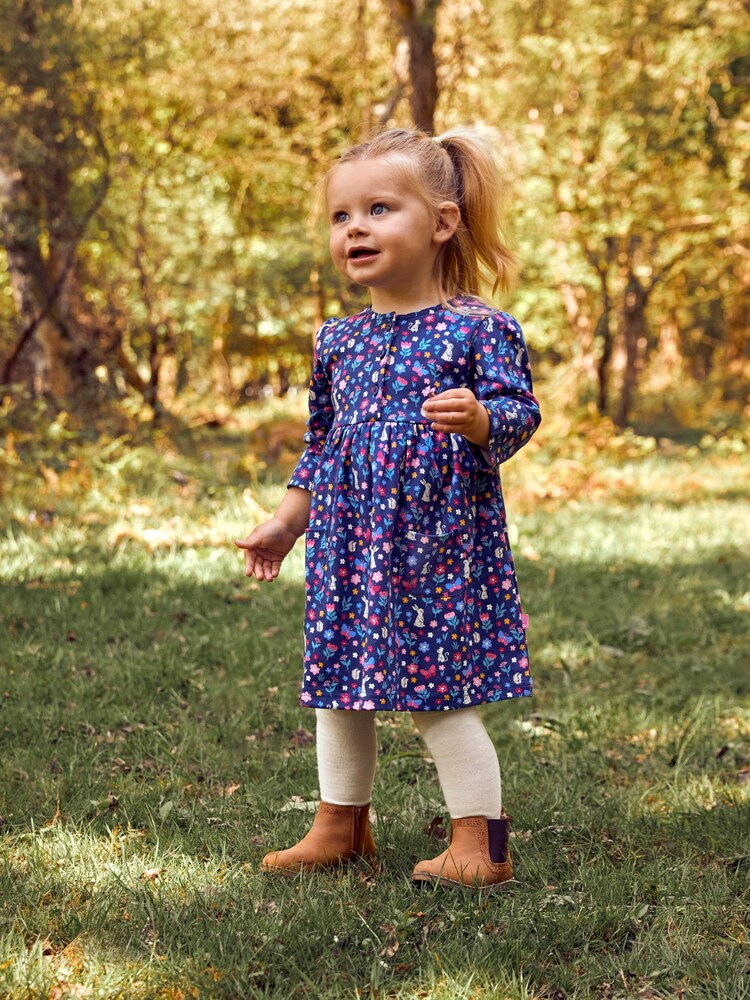 JoJo Maman Bébé Navy Blue Hedgerow Friends Button Front Dress - Image 2 of 5 JoJo Maman Bébé Navy Blue Hedgerow Friends Button Front Dress - Image 2 of 5