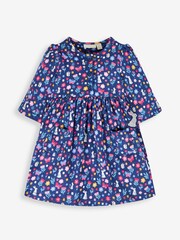 JoJo Maman Bébé Navy Blue Hedgerow Friends Button Front Dress - Image 3 of 5