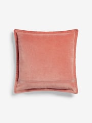 French Connection Coral Pink 100% Cotton Washed Velvet Cushion - Image 3 of 4
