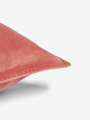 French Connection Coral Pink 100% Cotton Washed Velvet Cushion - Image 4 of 4