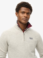 Superdry Athletic Grey Marl Essential Embroidered Knit Quarter Zip Jumper - Image 3 of 6