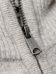 Superdry Athletic Grey Marl Essential Embroidered Knit Quarter Zip Jumper - Image 5 of 6