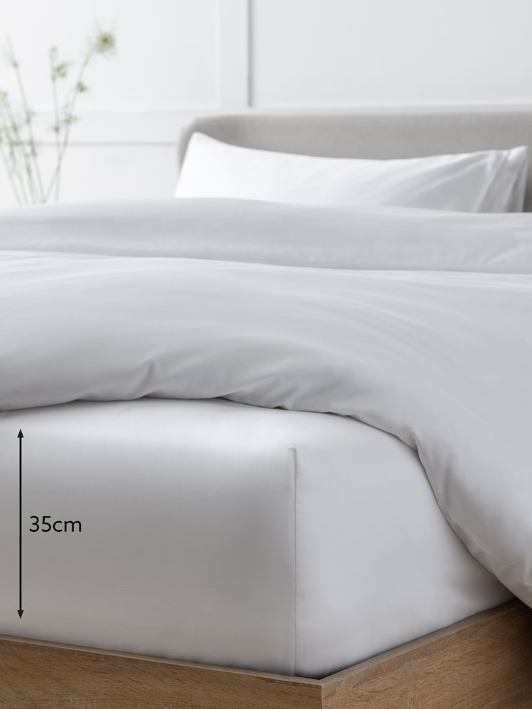 White Collection Luxe 400 Thread Count 100% Egyptian Deep Fitted Cotton Sateen Sheet - Image 2 of 2