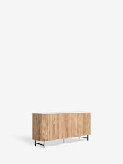 French Connection Natural Slatted and Solid Marble Top Large Stanton Sideboard - Image 6 of 9