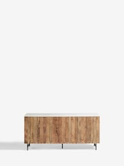 French Connection Natural Slatted and Solid Marble Top Large Stanton Sideboard - Image 7 of 9