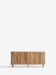 French Connection Natural Slatted and Solid Marble Top Large Stanton Sideboard - Image 8 of 9