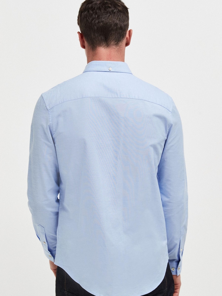 Light Blue Long Sleeve Stretch Oxford Shirt - Image 2 of 7 Light Blue Long Sleeve Stretch Oxford Shirt - Image 2 of 7