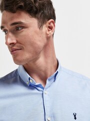 Light Blue Long Sleeve Stretch Oxford Shirt - Image 4 of 7