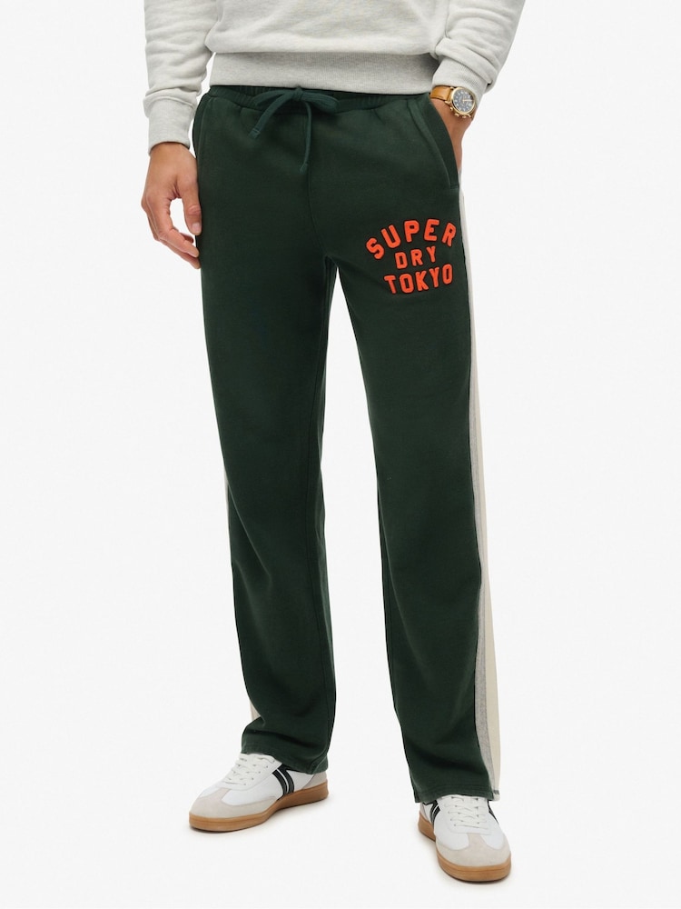 Superdry Academy Dark Green 100% Cotton Vintage Athletic Joggers - Image 1 of 4