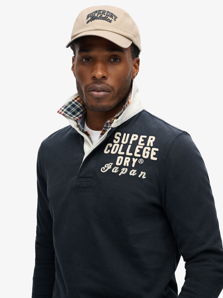 Superdry Blue Vintage Athletic Relaxed Rugby Shirt - Image 2 of 6