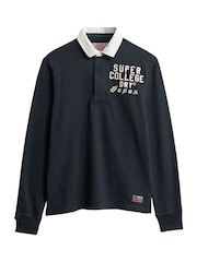 Superdry Blue Vintage Athletic Relaxed Rugby Shirt - Image 4 of 6