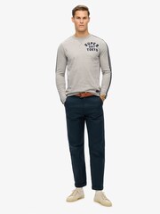 Superdry Grey 100% Cotton Vintage Athletic Long Sleeve Striped T-Shirt - Image 2 of 6