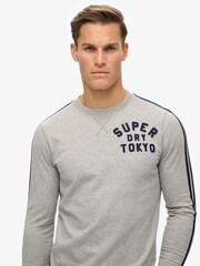 Superdry Grey 100% Cotton Vintage Athletic Long Sleeve Striped T-Shirt - Image 3 of 6