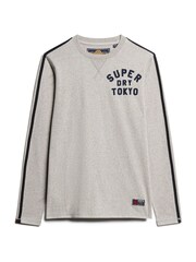 Superdry Grey 100% Cotton Vintage Athletic Long Sleeve Striped T-Shirt - Image 4 of 6
