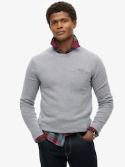 Superdry Cloud Grey Marl Slim Fit Essential Crew Jumper - Image 1 of 6