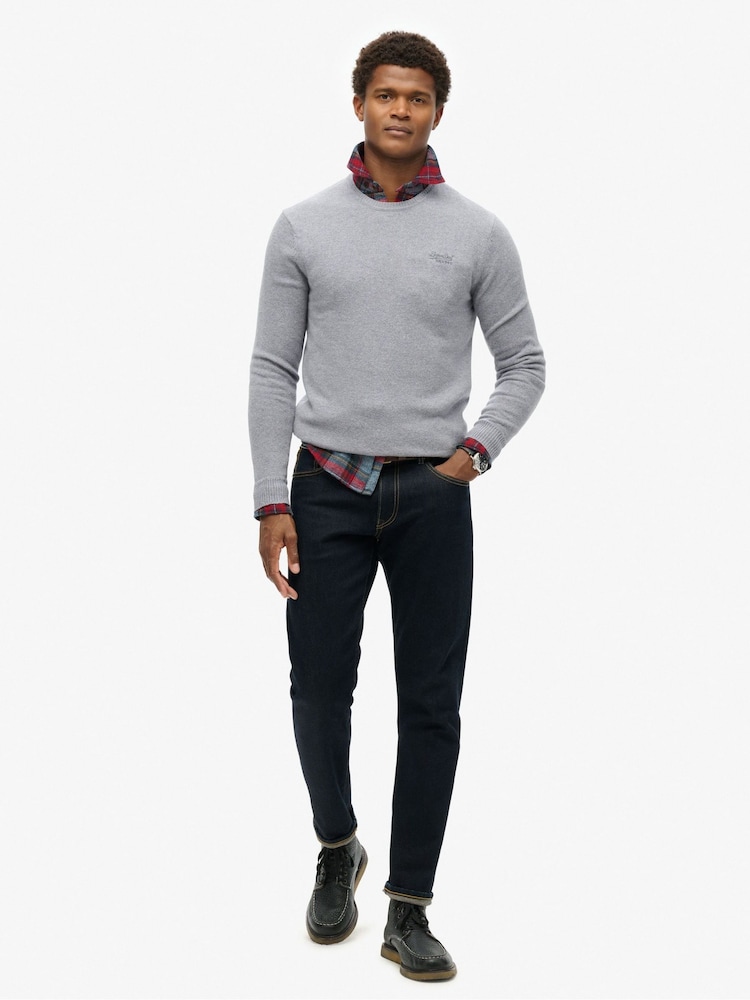 Superdry Cloud Grey Marl Slim Fit Essential Crew Jumper - Image 2 of 6