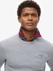 Superdry Cloud Grey Marl Slim Fit Essential Crew Jumper - Image 3 of 6