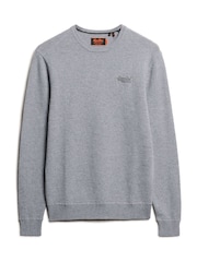 Superdry Cloud Grey Marl Slim Fit Essential Crew Jumper - Image 4 of 6