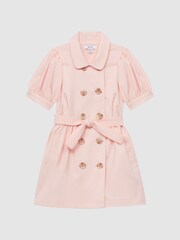 Reiss Pink Naomi Puff Sleeve Belted Dress - Image 2 of 8