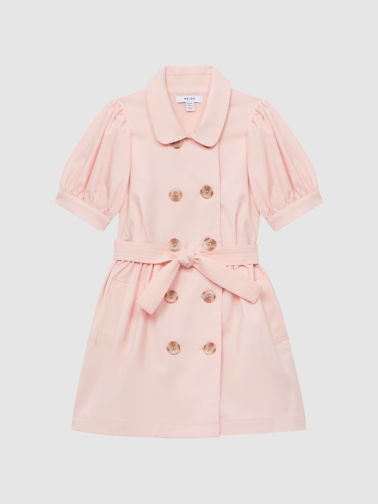 Reiss Pink Naomi Puff Sleeve Belted Dress - Image 2 of 8