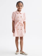 Reiss Pink Naomi Puff Sleeve Belted Dress - Image 3 of 8