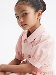Reiss Pink Naomi Puff Sleeve Belted Dress - Image 6 of 8