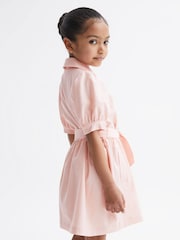 Reiss Pink Naomi Puff Sleeve Belted Dress - Image 7 of 8