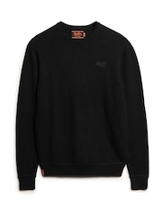 Superdry Black Slim Fit Essential Crew Jumper - Image 4 of 6