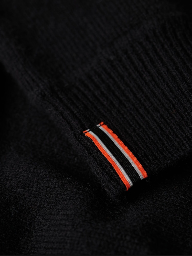 Superdry Black Slim Fit Essential Crew Jumper - Image 6 of 6