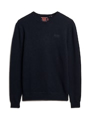 Superdry Navy Marl Slim Fit Essential Crew Jumper - Image 4 of 6