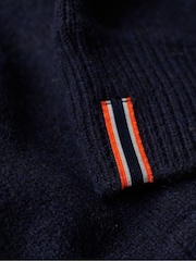 Superdry Navy Marl Slim Fit Essential Crew Jumper - Image 6 of 6