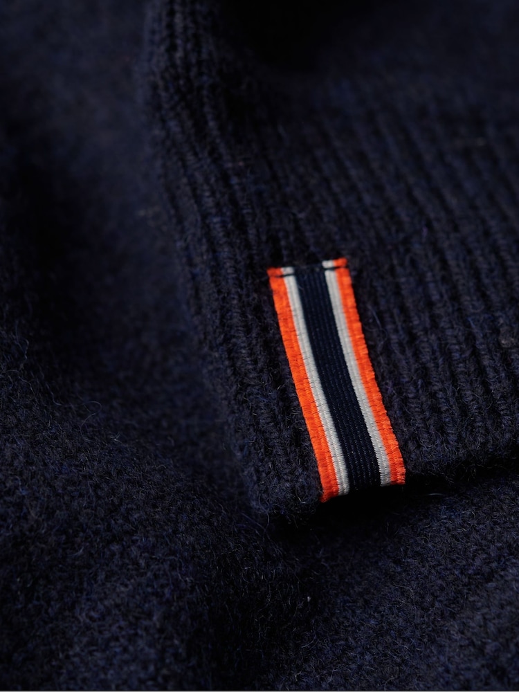 Superdry Navy Marl Slim Fit Essential Crew Jumper - Image 6 of 6