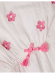 Angels By Accessorize White Floral Embroidered 100% Cotton Kaftan - Image 3 of 3