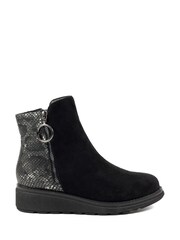 Lunar Alder Wedge Black Ankle Boots - Image 1 of 9