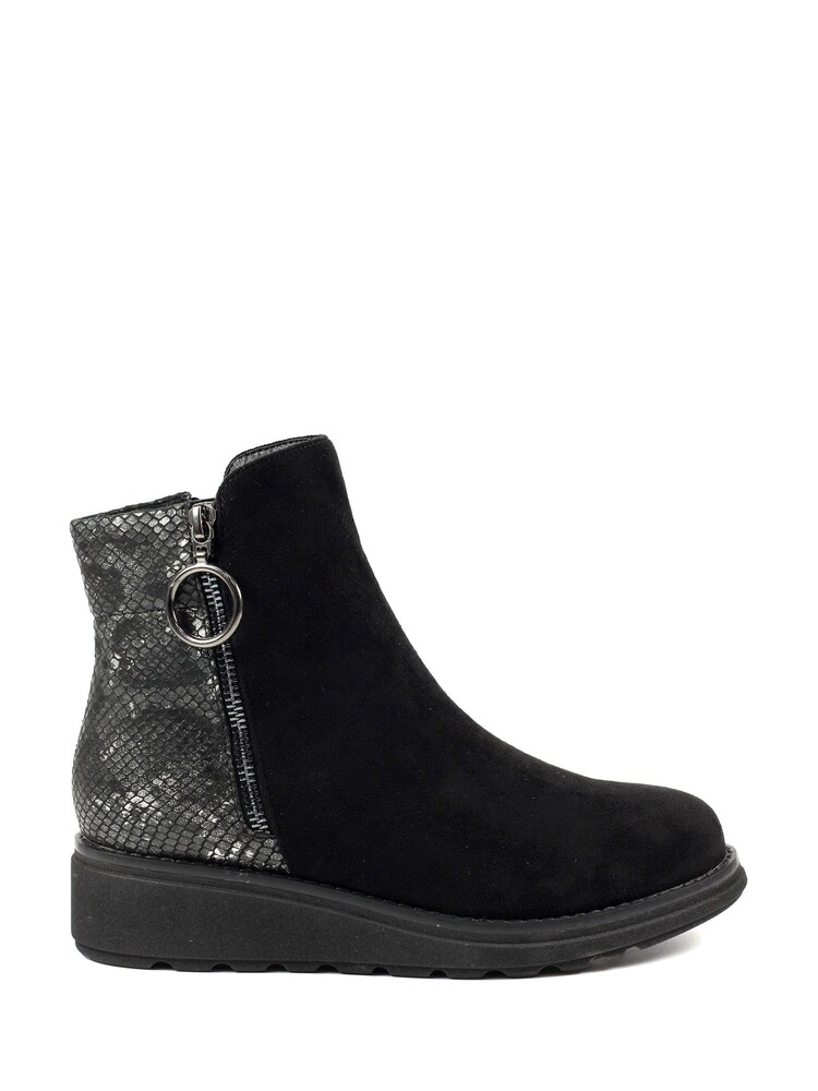 Lunar Alder Wedge Black Ankle Boots - Image 1 of 9