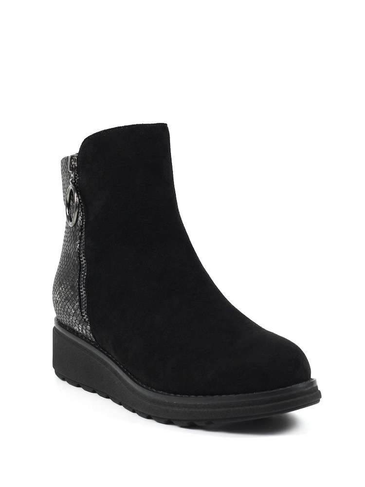 Lunar Alder Wedge Black Ankle Boots - Image 2 of 9