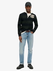 Superdry Black Vintage Athletic Relaxed Rugby Shirt - Image 2 of 6