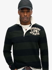 Superdry Black Vintage Athletic Relaxed Rugby Shirt - Image 3 of 6