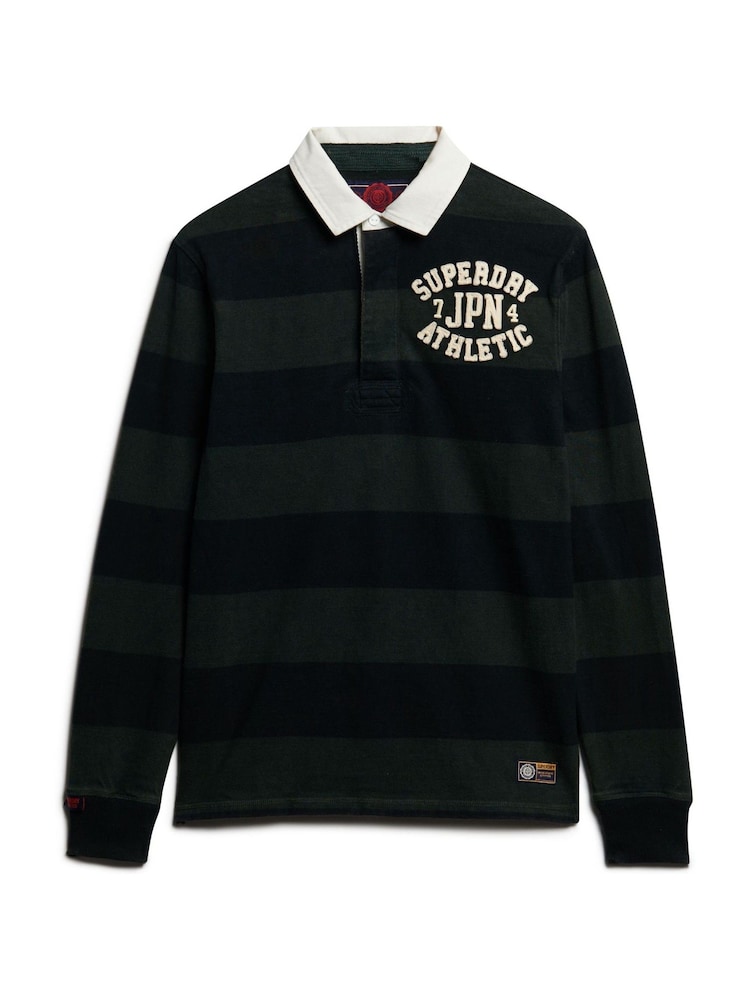 Superdry Black Vintage Athletic Relaxed Rugby Shirt - Image 4 of 6