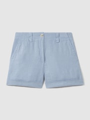 Reiss Dusty Blue Demi Linen Garment Dyed Shorts - Image 2 of 6