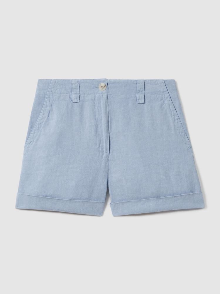 Reiss Dusty Blue Demi Linen Garment Dyed Shorts - Image 2 of 6