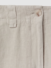 Reiss Oatmeal Demi 100% Linen Garment Dyed Shorts - Image 5 of 5