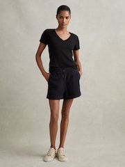Reiss Navy Demi 100% Linen Garment Dyed Shorts - Image 5 of 6